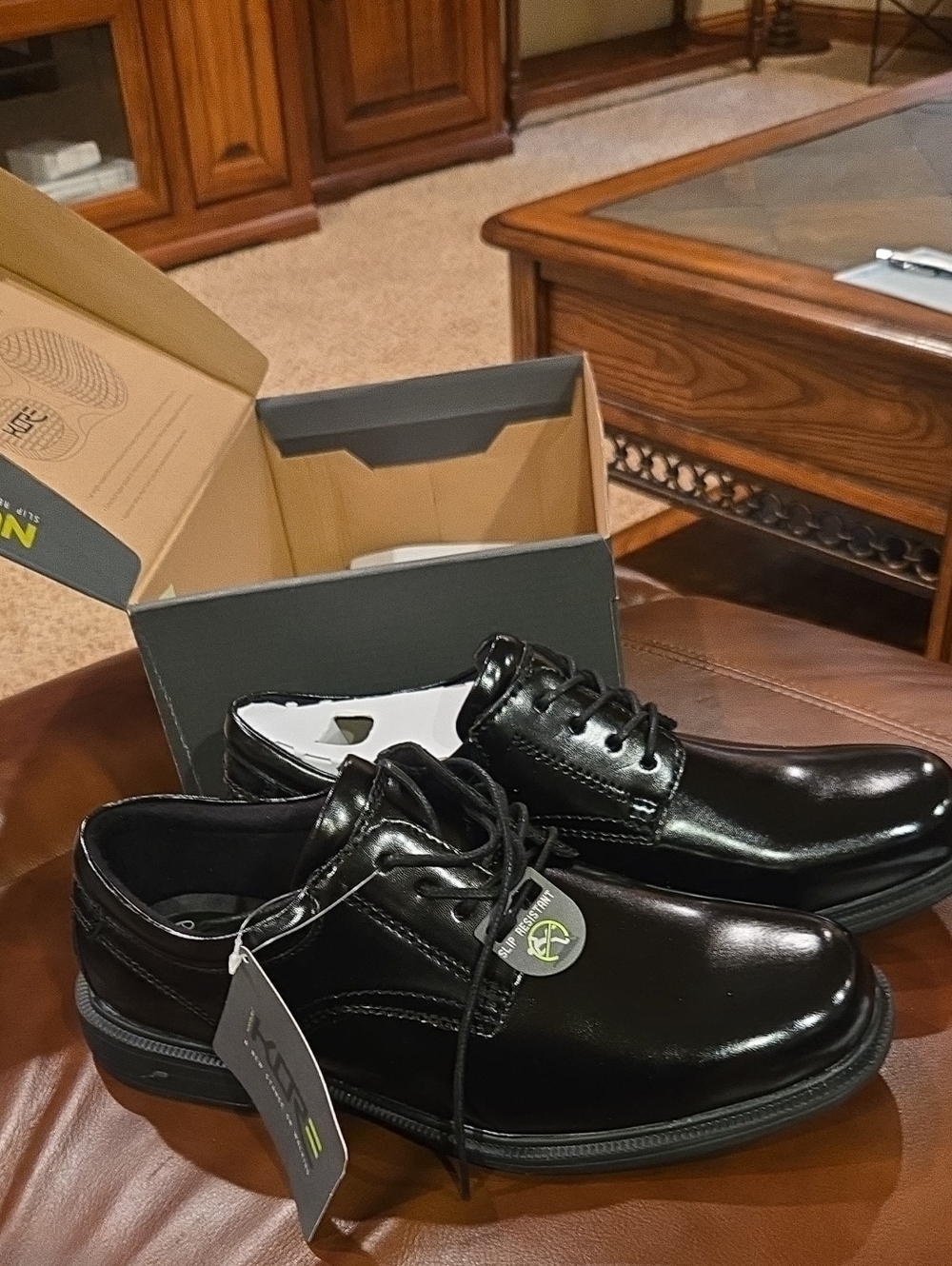Nunn Bush Black Patent Leather Lace-Up Oxfords